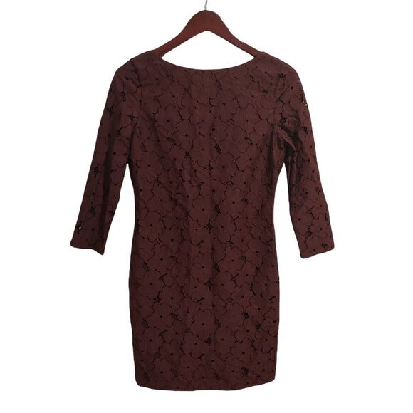 Diane von Furstenberg Aubergine Sarita Lace Dress Cocktail Burgundy Floral Sz 2 - Picture 2 of 8